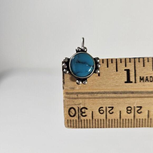 Vintage TURQUOISE 925 Sterling Silver SCREWBACK Hook Earring Native American - Picture 4 of 8